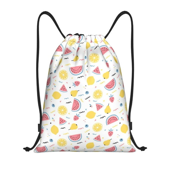 Kdxio Tropical Fruit Print Drawstring Backpack Bag,Waterproof Draw String Back Sack, Gym Drawstring Bags Swim Bag For Unisex
