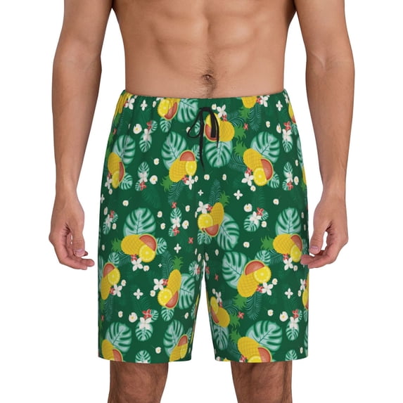 Kdxio Tropical Fruit Print Mens Sleep Shorts Bottoms Soft Comfy Pajama Wear Pants with Drawstring Pockets