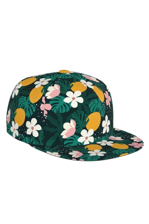 Tropical Fruit Print Snapback Hat for Men Women,Adjustable Baseball Cap