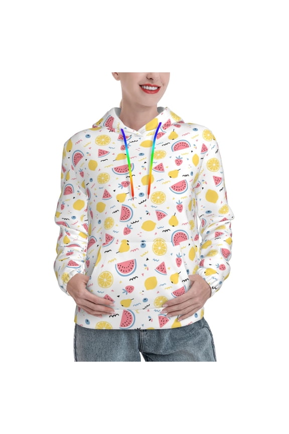 Tropical Fruit Print Womens Oversized Hoodies Sweatshirts Hooded Pullover Tops Sweaters Casual-X-Large