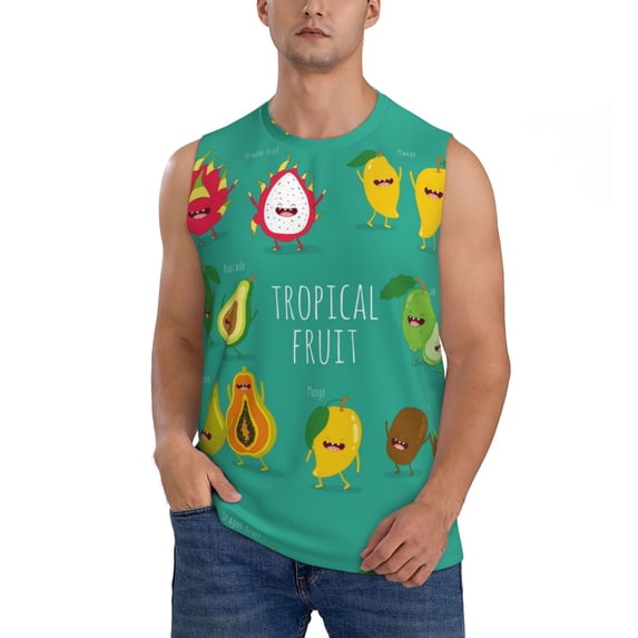 Kdxio Tropical Fruit for Men's Muscle T-shirt,Sleeveless for Workout Running Athletic Gym Lounge Casual