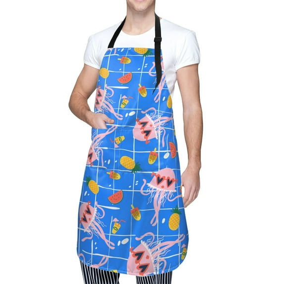 Kdxio Tropical Jellyfishes Apron with Pockets Adjustable Kitchen Aprons for Men Women Waterproof Aprons for Cooking,Drawing,Crafting, Baking Household Cleaning