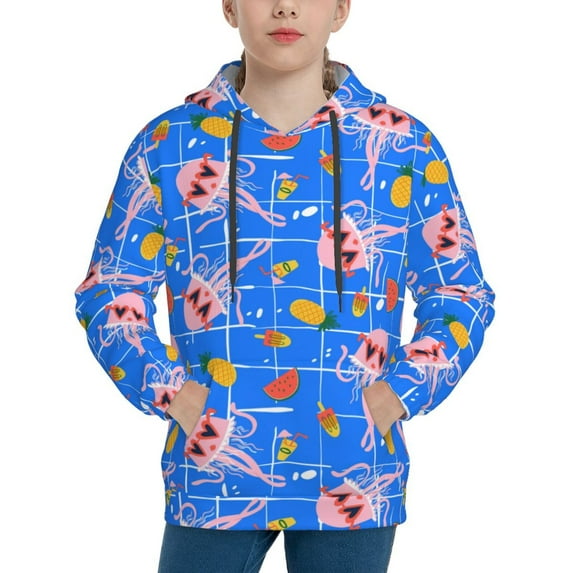 Kdxio Tropical Jellyfishes Pattern Boys Athletic Unisex Boys Girls Hoodie with Pocket Sweatshirts-Small