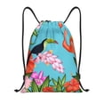 thumbnail image 1 of Kdxio Tropical Jungle Flamingo Print Drawstring Backpack Bag,Waterproof Draw String Back Sack, Gym Drawstring Bags Swim Bag For Unisex, 1 of 9