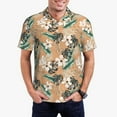 thumbnail image 1 of Kdxio Tropical Leaves Flower Print Men's Short Sleeve Polo Shirt,Midweight Men's Shirt, 1 of 6