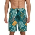 thumbnail image 1 of Kdxio Tropical Leaves Print Mens Sleep Shorts Bottoms Soft Comfy Pajama Wear Pants with Drawstring Pockets, 1 of 7