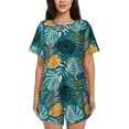 thumbnail image 1 of Kdxio Tropical Leaves Print Pajamas Sets for Women Short-Sleeved Pjs with Lounge Shorts Two Piece Sleepwear S-4XL, 1 of 9