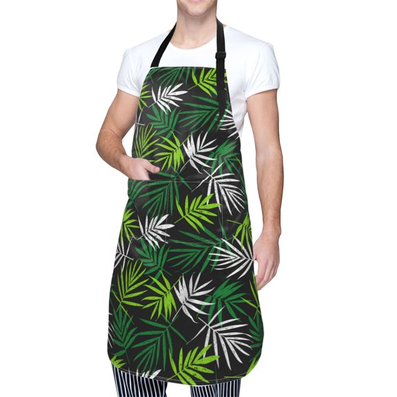 Kdxio Tropical Leaves1 Apron with Pockets Adjustable Kitchen Aprons for Men Women Waterproof Aprons for Cooking,Drawing,Crafting, Baking Household Cleaning