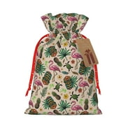 Kdxio Tropical Mask Flamingo Christmas Gift Bags, Birthday gift bags Xmas Presents Bags Holiday Gift Bags for Christmas Gifts, Weddings and Birthday-Medium