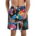 thumbnail image 1 of Kdxio Tropical Palm Leaves Pattern Mens Casual Shorts - Drawstring Summer Beach Sports Shorts for Men, 1 of 9