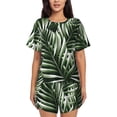 thumbnail image 1 of Kdxio Tropical Palm Leaves1 Print Pajamas Sets for Women Short-Sleeved Pjs with Lounge Shorts Two Piece Sleepwear S-4XL, 1 of 8