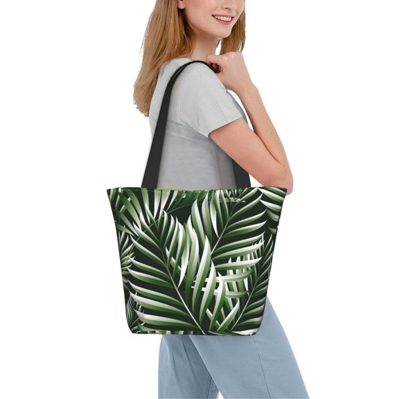 Kdxio Tropical Palm Leaves1 Women Reusable Grocery Bags Foldable Ripstop,Reusable Shopping Bags for Shopping,Gym,Gift
