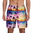 thumbnail image 1 of Kdxio Tropical Palm Tree At Sunset Print Men'S Swim Trunks With Compression Liner 7 Inch Inseam Quick Dry Swim Shorts, 1 of 7