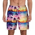 thumbnail image 1 of Kdxio Tropical Palm Tree At Sunset Print Men'S Swim Trunks With Compression Liner 7 Inch Inseam Quick Dry Swim Shorts, 1 of 7