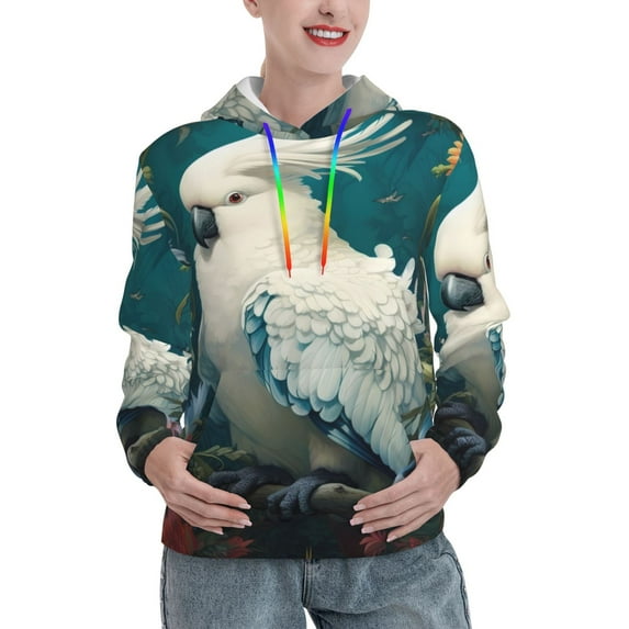 Kdxio Tropical Parrot Floral Artwork Print Womens Oversized Hoodies Sweatshirts Hooded Pullover Tops Sweaters Casual-Small