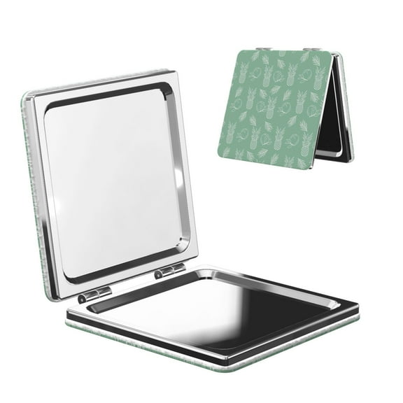 Kdxio Tropical Pineapple Pocket Mirror, 1X/2X Travel Makeup Mirror 2-Sided Folding Small Mirror Portable Double-Sided Magnifying Cosmetic Mirror for Gift-Square