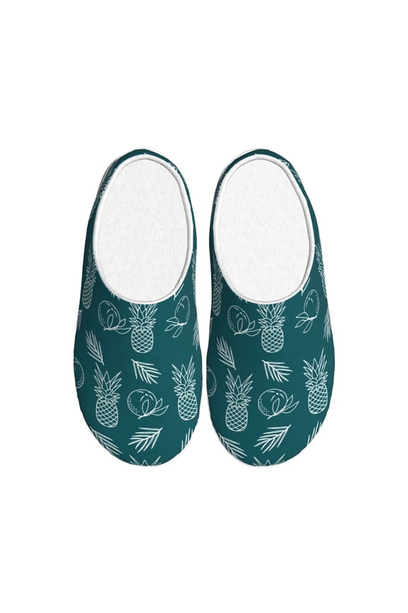 Tropical Pineapple Women's Men's Slippers Plush Slip-On House Slipper for Winter Indoor Soft Cushion Non-slip Fluffy Slides Slippers-39/40