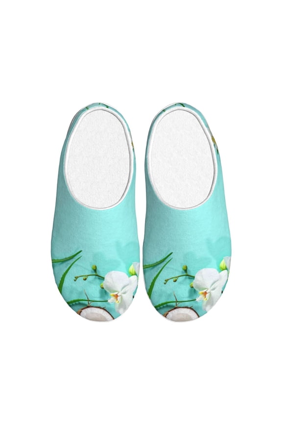 Tropical Pineapple Women's Men's Slippers Plush Slip-On House Slipper for Winter Indoor Soft Cushion Non-slip Fluffy Slides Slippers-46/47