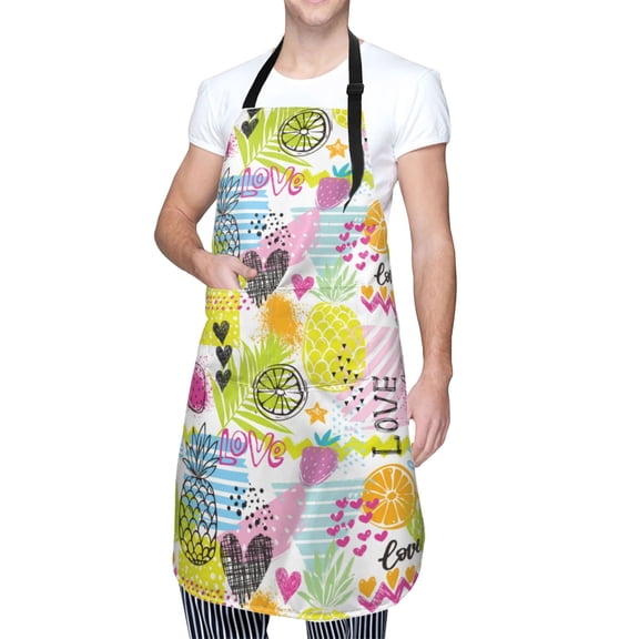 Kdxio Tropical Pineapples Apron with Pockets Adjustable Kitchen Aprons for Men Women Waterproof Aprons for Cooking,Drawing,Crafting, Baking Household Cleaning