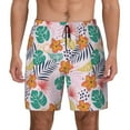 thumbnail image 1 of Kdxio Tropical Plants Print Men's Swim Trunks with Compression Liner 7 Inch Inseam Quick Dry Swim Shorts, 1 of 7