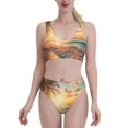 thumbnail image 1 of Kdxio Tropical Sunset Beach Scene for Womens High Waisted Bikini Top Sports Style Two Piece Bathing Suits, 1 of 5