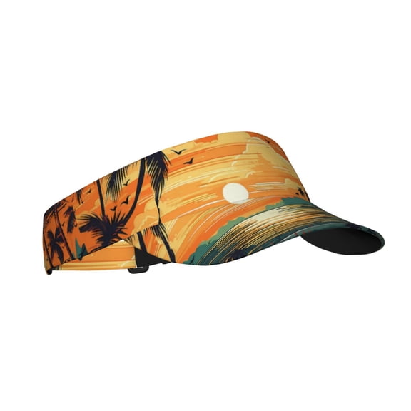 Kdxio Tropical Sunset Paradise Print Sun Visor Hat Golf Visor Adjustable Velcro Outdoor Sports Cap for Men Women