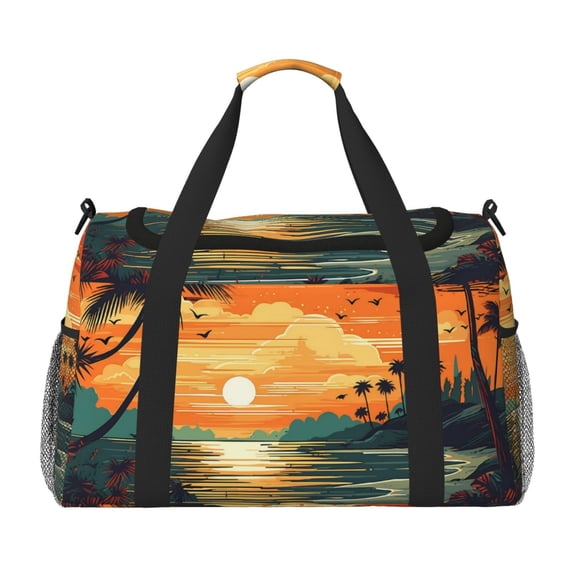 Kdxio Tropical Sunset Paradise Travel Duffel Bag Gym Bag Weekender Travel Bag Gym Bag for Women &Men Airplane Travel Essentials for Flying