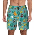 thumbnail image 1 of Kdxio Trucks And Excavators Print Men's Swim Trunks with Compression Liner 7 Inch Inseam Quick Dry Swim Shorts, 1 of 7