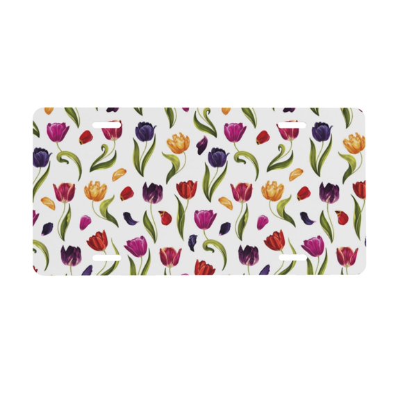 Kdxio Tulips Flowers License Plate Car Front License Plate Car Decoration Car Accessories Front Tag Plate Standard Size