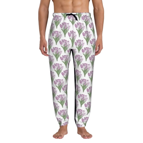 Kdxio Tulips Flowers Pattern Joggers,Sweatpants for Men with Pockets-Medium