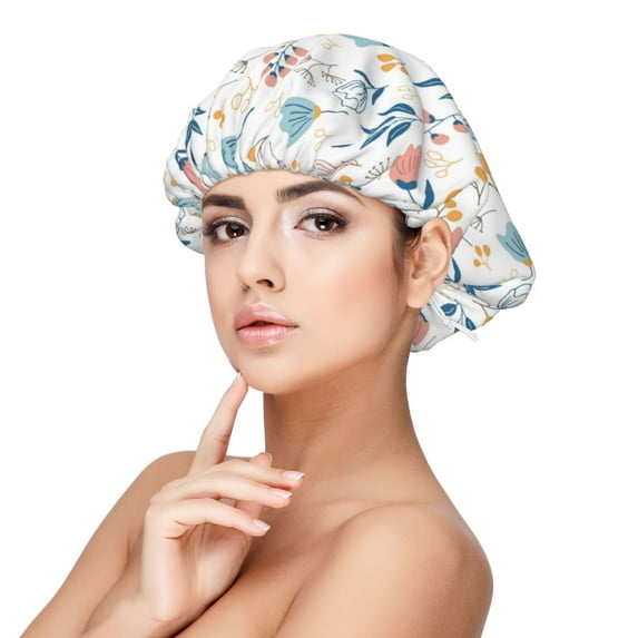 Kdxio Tulips Flowers Pattern Satin Bonnet Silk Bonnet Hair Bonnet for Sleeping Hair Bonnets for Women Curly Natural Hair