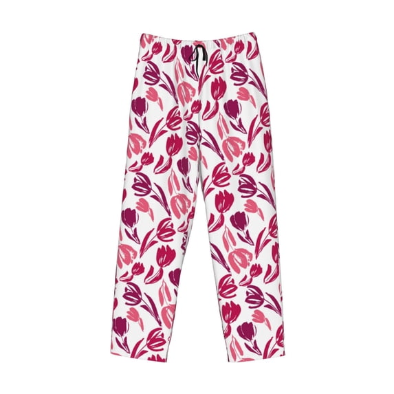 Kdxio Tulips Flowers Print Men's Sleep Pajama Pant Lounge Pants with Pockets
