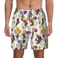 thumbnail image 1 of Kdxio Tulips Flowers Print Men's Swim Trunks with Compression Liner 7 Inch Inseam Quick Dry Swim Shorts, 1 of 7