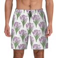 thumbnail image 1 of Kdxio Tulips Flowers Print Men's Swim Trunks with Compression Liner 7 Inch Inseam Quick Dry Swim Shorts, 1 of 7