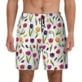 thumbnail image 1 of Kdxio Tulips Flowers Print Men's Swim Trunks with Compression Liner 7 Inch Inseam Quick Dry Swim Shorts, 1 of 7