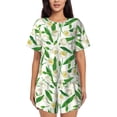 thumbnail image 1 of Kdxio Tulips Flowers Print Pajamas Sets for Women Short-Sleeved Pjs with Lounge Shorts Two Piece Sleepwear S-4XL, 1 of 9