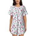 thumbnail image 1 of Kdxio Tulips Flowers Print Pajamas Sets for Women Short-Sleeved Pjs with Lounge Shorts Two Piece Sleepwear S-4XL, 1 of 9