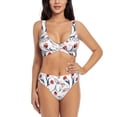 thumbnail image 1 of Kdxio Tulips Flowers Print Women's 2 Piece High Waisted Wrap Spaghetti Strap Summer Swimsuit Bikini Set-, 1 of 7