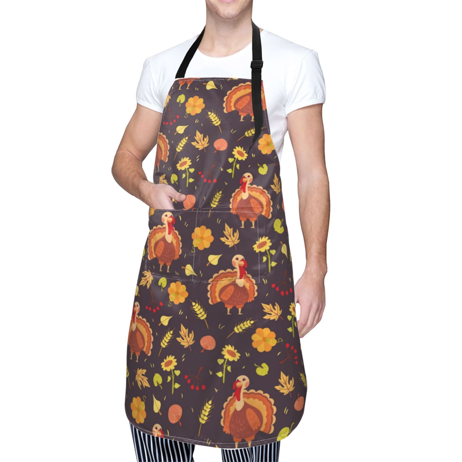 Kdxio Turkey Bird Apron with Pockets Adjustable Kitchen Aprons for Men Women Waterproof Aprons for Cooking,Drawing,Crafting, Baking Household Cleaning
