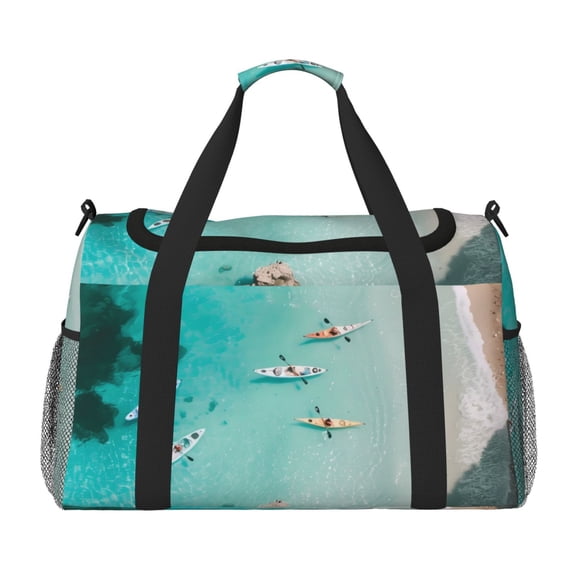 Kdxio Turquoise Beach Kayaking Travel Duffel Bag Gym Bag Weekender Travel Bag Gym Bag for Women &Men Airplane Travel Essentials for Flying