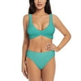 thumbnail image 1 of Kdxio Turquoise Glitter Print Women's 2 Piece High Waisted Wrap Spaghetti Strap Summer Swimsuit Bikini Set-X-Large, 1 of 5