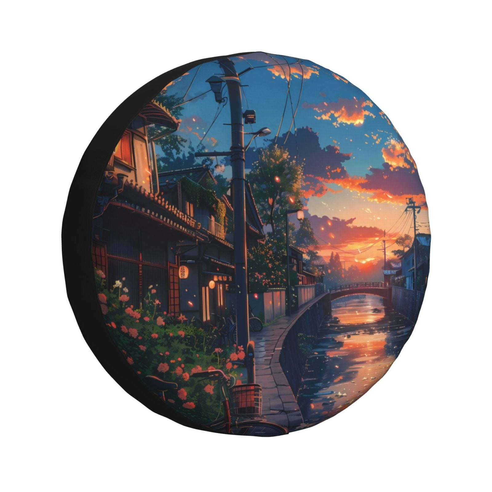 Kdxio Twilight Canal Reflection for Tire Cover Wheel Protectors Tyre