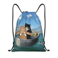 thumbnail image 1 of Kdxio Two Brave Cats Are Floating On The Sea Iceberg Print Drawstring Backpack Bag,Waterproof Draw String Back Sack, Gym Drawstring Bags Swim Bag For Unisex, 1 of 9