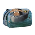thumbnail image 1 of Kdxio Two Brave Cats Are Floating On The Sea Iceberg for Double Compartment Pen Case Oxford Organizer with Zipper Pockets for Students Artists, 1 of 7