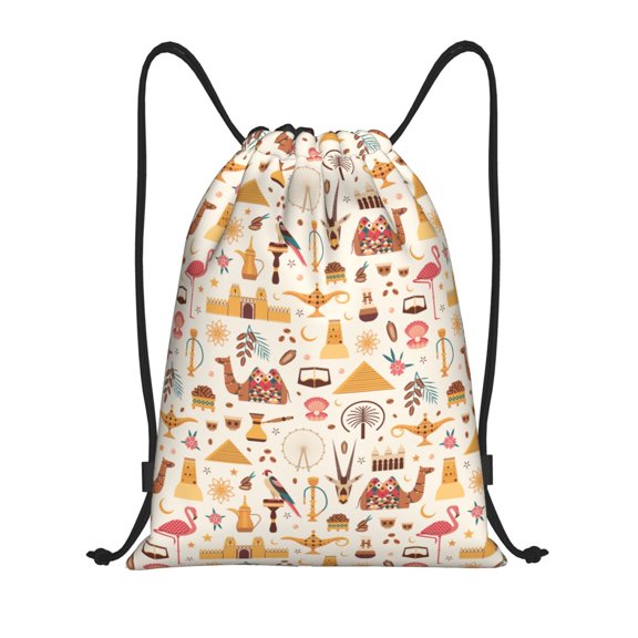 Kdxio UAE Travel1 Print Drawstring Backpack Bag,Waterproof Draw String Back Sack, Gym Drawstring Bags Swim Bag For Unisex