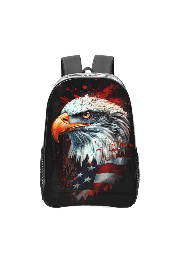 USA Bald Eagle Clear Backpack, Transparent Bookbag for School for Women Men, Capacity Clear Bag for College, Travel