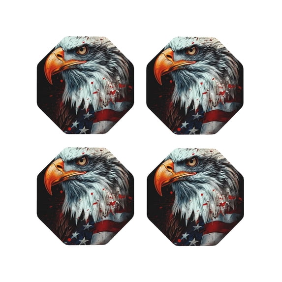 Kdxio USA Bald Eagle Funny Coasters,4 Pcs Leather Coasters,Housewarming Gifts,Protect Furniture from Water Marks Scratch and Damage