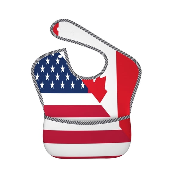 Kdxio USA Canada Flag Bibs For Babies, Baby Bibs for Eating, Toddler Bibs, Waterproof Bibs, Feeding Bibs, for Toddlers, Boys, Girls