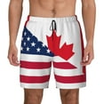 thumbnail image 1 of Kdxio USA Canada Flag Print Men's Swim Trunks with Compression Liner 7 Inch Inseam Quick Dry Swim Shorts, 1 of 5
