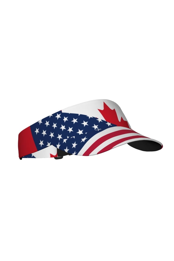 USA Canada Flag Print Sun Visor Hat Golf Visor Adjustable Velcro Outdoor Sports Cap for Men Women